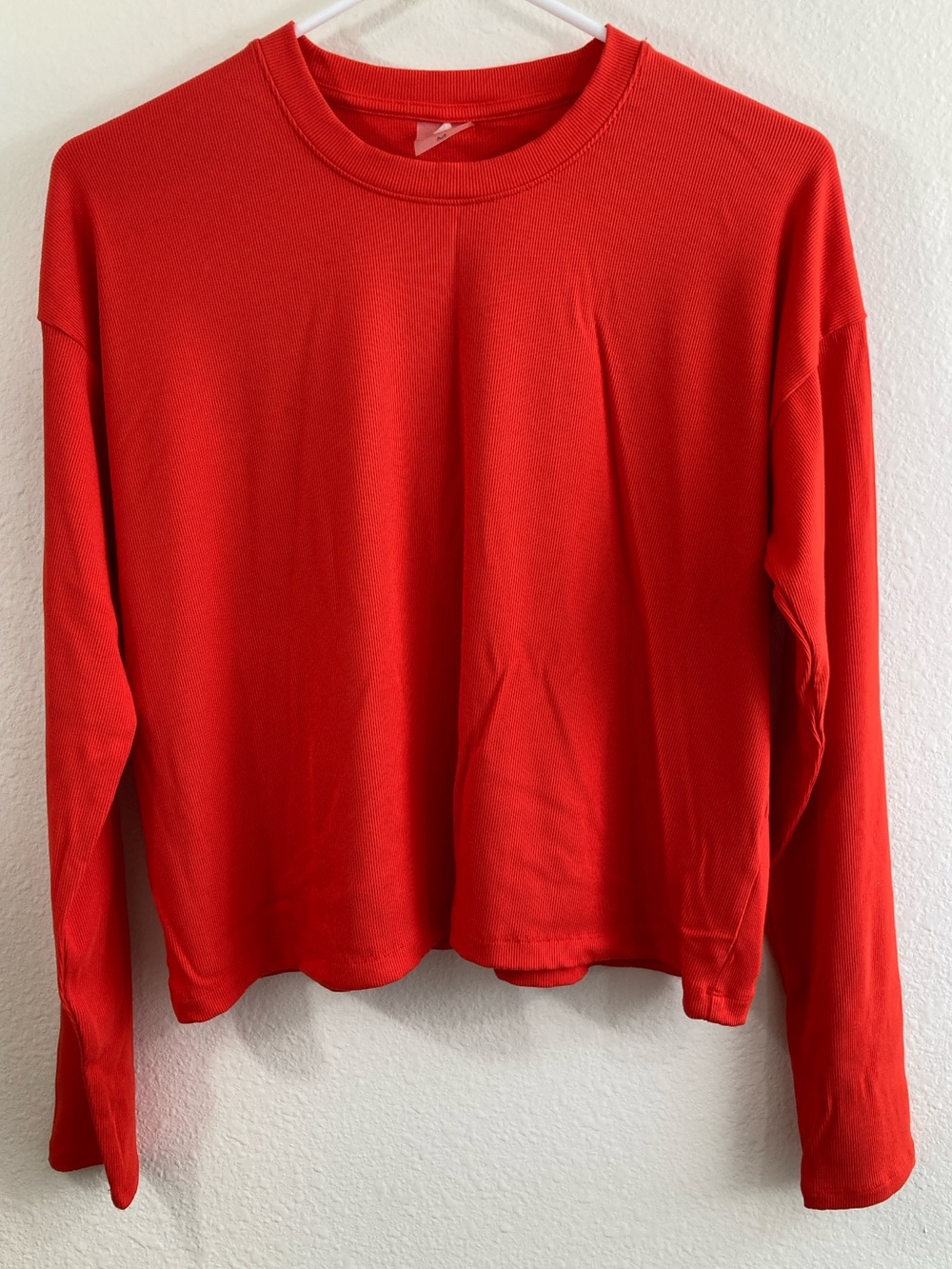 Calla Bright Tomato Orange Micro Rib Long Sleeve Tee Size M